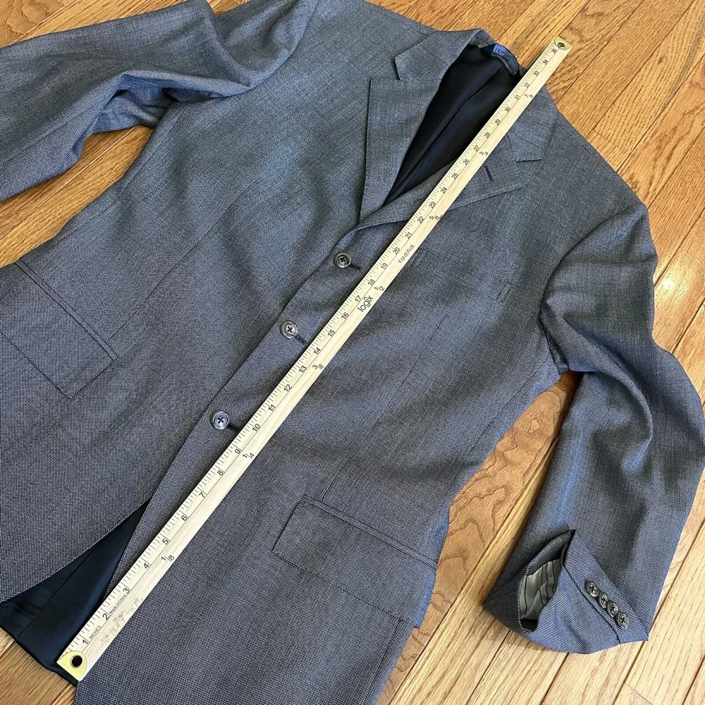 Polo‎ Ralph Lauren Blazer Men 42L Grey Virgin Wool Tuxedo Suit Made In Italy